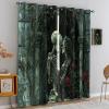 Skull Print Blackout Curtain, Gothic Aesthetics Thermal Insulated Grommets Curtains, Romance 2 Panels Window Curtains for Bedroom Living Room Home Decor, 21 x 72 Inch, 2 Panels view 3