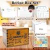 GoShambar Wooden Recipe Box with Cards and Dividers, 4x6 Recipe Card Box Set, Recipe Organizer with Double Lid Slots (Phone Holder & Recipe Holder) view 3