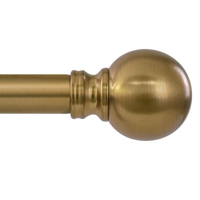 2 Pack Warm Gold Curtain Rods for Windows 48 to 84 Inch 1" Diameter Adjustable Heavy Duty Brass Window Curtain Rod with Metal Finials for Living Room Bedroom Farmhouse Kitchen Outdoor