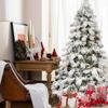 8FT Prelit Flocked Christmas Tree, Premium Artificial Christmas Tree with 470 Warm White Lights and 1242 Branch Tips, Realistic Full Pre Lit Xmas Tree with Metal Base & Hinged for Holiday Decoration view 2