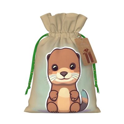 KOPUUYRD Cartoon Cute Otter Print Charming Gift Bag,Cloth Bags With Drawstrings,For Festive Occasions Everyday Use