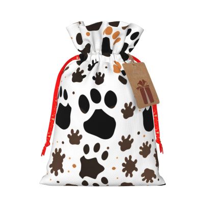 KOPUUYRD Animal Paw Prints Print Charming Gift Bag,Cloth Bags With Drawstrings,For Festive Occasions Everyday Use
