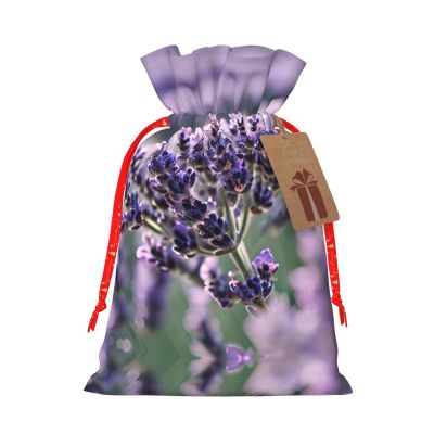 UUIKLPOL Lavender Flower Print Stylish Christmas Gift Bag,Reusable Holiday Gift Bags,For Jewelry And Party Favors