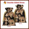 HJKTVDRQ Golden Retrievers Print Adorable Christmas Gift Bag,Drawstring Pouches For Small Gifts,Reusable Small Cloth Bags view 2