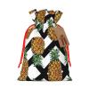 HJKTVDRQ Pineapple With Black And White Striped Print Adorable Christmas Gift Bag,Drawstring Pouches For Small Gifts,Reusable Small Cloth Bags view 1