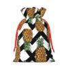 HJKTVDRQ Pineapple With Black And White Striped Print Adorable Christmas Gift Bag,Drawstring Pouches For Small Gifts,Reusable Small Cloth Bags view 2