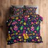 zcwl Day of The Dead Duvet Cover Queen Size | Sugar Skull Guitar Bedding Set | 3 Piece | Soft Microfiber Patterned Comforter Cover with Zipper Ties & 2 Pillowcases | Mexican Bedroom Decor view 1