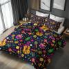 zcwl Day of The Dead Duvet Cover Queen Size | Sugar Skull Guitar Bedding Set | 3 Piece | Soft Microfiber Patterned Comforter Cover with Zipper Ties & 2 Pillowcases | Mexican Bedroom Decor view 2