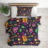 zcwl Day of The Dead Duvet Cover Queen Size | Sugar Skull Guitar Bedding Set | 3 Piece | Soft Microfiber Patterned Comforter Cover with Zipper Ties & 2 Pillowcases | Mexican Bedroom Decor view 3