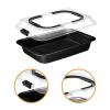 2X Rectangle Deep Oblong Sheet Cake Pan Carrier Baking Dish with Lids, 14.37x9.69x2.20 inch Oven-Safe Bakeware for Casseroles Cooking Travel Gatherings- Black view 2