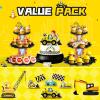 2 Pack Construction Birthday Decorations Party Supplies Favors: 3 Tier Building and Construction Vehicles Theme Cup Cake Stand with Topper, Waterproof Cardboard Cupcake Stand, High Stability view 2