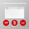 Stelpro Ultra-Quiet Wall Convector Heater  1500W / 240V (1125W / 208V)  17 9/16 H  28 5/8 W  Sleek Entry-Level Model  Silent Comfort, Quick Heat  No Built-In Thermostat (ASHC1502WCW)  White view 3