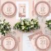 21st Birthday Decorations for Her,61Pcs Rose Gold 21th Decorations Tableware Include Happy 21st Birthday Plates and Napkins,Tablecloth,Forks,21 Decorations for Her,Serve 20 view 3