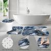 5PCS Navy Blue Marble Bathroom Sets, 2 Shower Curtains - 36x72 & 72x72 with 3PC Rugs view 3