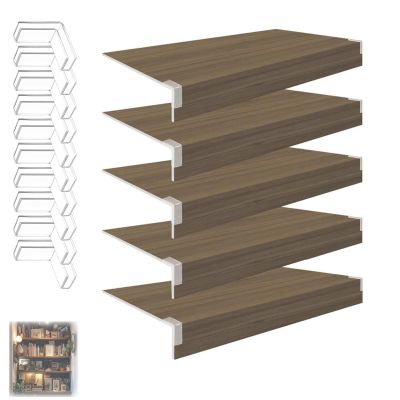 5 Pcs PVC Faux Wood Shelf Cover Technological Wood Color, Removable Shelf Liners for Pantries Bathrooms Closets Durably Decorative Organizer Protectors Easy to Cut, 45 x 14 x 2.5 in