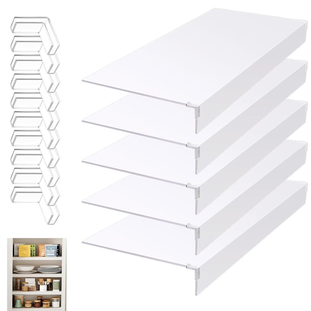 5 Pack Wire Rack Covers for Closets White, Easy to Cut PVC Removable Shelf Liners, for Pantries, Garages Kitchen, 48 x 9 x 2 in