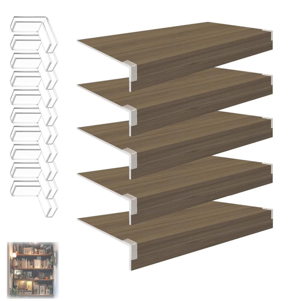 5 Pcs Wire Shelf Cover, Wire Rack Covers for Pantry, Removable Technological Wood Color, for Closet, Kitchen, Pantry, Bathroom Shelving, 37 x 20 x 3 in