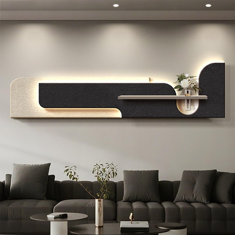 3D Sandstone Wall Art with LED Lights, Realistic Plant Decor for Home, Living Room, Bedroom, Bathroom, Classroom, Gym