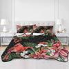 Twin XL Quilt Set, Red Bird Poinsettia Berry Leaf Lightweight Soft Microfiber Summer Bedspread Coverlet with 2 Pillow Shams, Christmas Plant on Black 3 Piece Bedding Set for All Seasons view 3