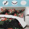 Twin XL Quilt Set, Red Bird Poinsettia Berry Leaf Lightweight Soft Microfiber Summer Bedspread Coverlet with 2 Pillow Shams, Christmas Plant on Black 3 Piece Bedding Set for All Seasons view 4