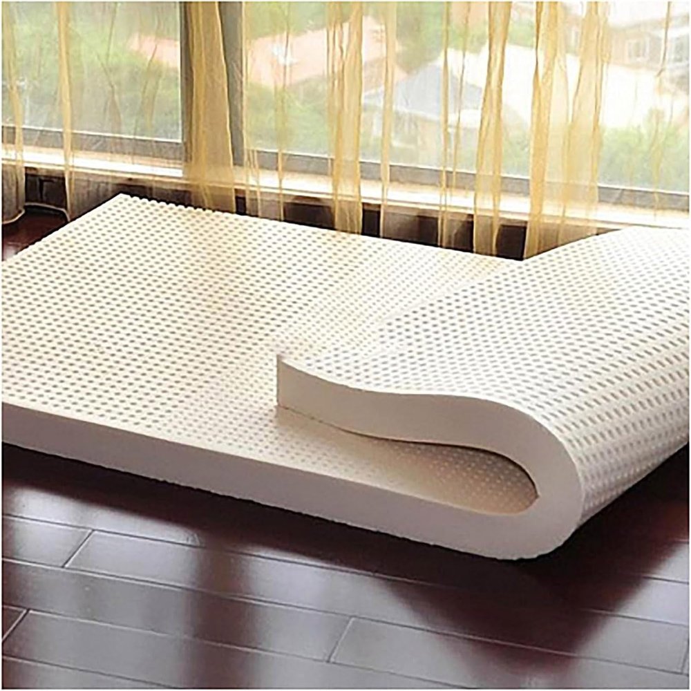 WJIANY 2 Inch Natural Latex Mattress Honeycomb Pore Ventilation Latex Mattress Topper, Soft and Comfortable, Cover Included - Full Size,170cm*200cm