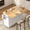 Gitua 55" W Rolling Kitchen Island with Drop Leaf Movable Kitchen Carts on Wheels Island with Storage Cabinet, Island Table for Kitchen with Rubber Wood Top and Rack and Drawers, Matte, White view 3