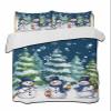 Full Quilt Set, Christmas Snowman Xmas Tree Winter Snow Lightweight Soft Microfiber Summer Bedspread Coverlet with 2 Pillow Shams, Holly Berries Dark Blue 3 Piece Bedding Set for All Seasons view 3