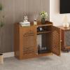 HARELA WiFi Router Storage Cabinet, Home Media Storage Cabinet with Shelves, Floor Freestanding Hidden Organizer for WiFi Router, Power Strip and Cable Management(Brown,26.4x23.2x9.8in) view 1