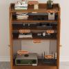 HARELA WiFi Router Storage Cabinet, Home Media Storage Cabinet with Shelves, Floor Freestanding Hidden Organizer for WiFi Router, Power Strip and Cable Management(Brown,26.4x23.2x9.8in) view 4