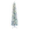 Vickerman 7.5' x 28" Flocked Baby Blue Pencil Fir Artificial Pre-Lit Christmas Tree with 300 Dura-Lit Warm White Mini Lights and 469 Realistic Flocked Baby Blue PVC Tips, Folding Metal Stand view 1