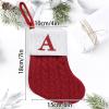 Christmas Stockings with Initials Small Embroidered Letter Knit Stocking Decorations for Family Holiday Tree Fireplaces Knit Stockings Letter Hanging Socks for Party Decorations view 3