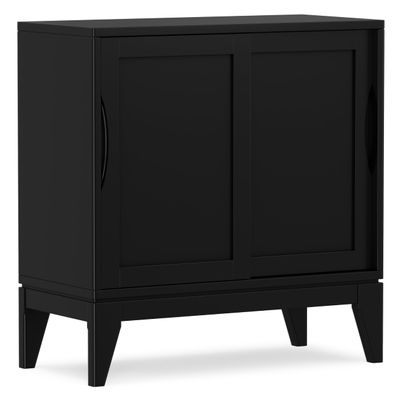 SIMPLIHOME Harper 30" Wide Solid Wood Storage Cabinet in Black