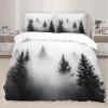 RUHEYIA Misty Forest Duvet Cover Queen Pine Forest in The Mist Bedding Set Natural Landscape 3D Printed Room Decoration Quilt Cover Super Soft Bedding 3-Piece Set Suitable for Adults Kids Teenagers view 1