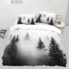 RUHEYIA Misty Forest Duvet Cover Queen Pine Forest in The Mist Bedding Set Natural Landscape 3D Printed Room Decoration Quilt Cover Super Soft Bedding 3-Piece Set Suitable for Adults Kids Teenagers view 2