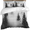 RUHEYIA Misty Forest Duvet Cover Queen Pine Forest in The Mist Bedding Set Natural Landscape 3D Printed Room Decoration Quilt Cover Super Soft Bedding 3-Piece Set Suitable for Adults Kids Teenagers view 3