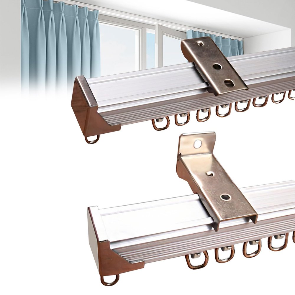 1-6m Aluminum Straight Curtain Tracks, Sliding Curtain Rail With Roller, for Living Room, Bathroom, Window, Hospital, BedroomDefault top Install(Silver,2m/6.56FT(2 * 1m))