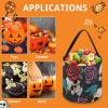 Halloween Tote Candy Bags, Sugar Skull Flowers Suitable for Party Supplies, Reusable Snack Gift Bags view 3
