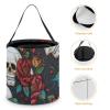 Halloween Tote Candy Bags, Sugar Skull Flowers Suitable for Party Supplies, Reusable Snack Gift Bags view 4