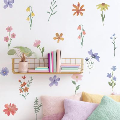 QUCHENG Boho Daisy Wall Decal Stickers Flower Kids Toddler Bedroom Removable Stickers Decor Nursery Livingroom Vinyl Waterproof Wall Decoration 6 Sheets