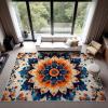 10x15 Mandala Rug, Lotus Rug, Mandala Floral Rugs, Ethnic Flower Rugs, Yoga Meditation Carpet for Living Room, Boho Carpet, Non Slip & Faux Cashmere Low Pile view 1