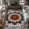 10x15 Mandala Rug, Lotus Rug, Mandala Floral Rugs, Ethnic Flower Rugs, Yoga Meditation Carpet for Living Room, Boho Carpet, Non Slip & Faux Cashmere Low Pile view 3