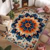 10x16 Mandala Rug, Lotus Rug, Mandala Floral Rugs, Ethnic Flower Rugs, Yoga Meditation Carpet for Living Room, Boho Carpet, Non Slip & Faux Cashmere Low Pile view 1