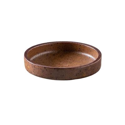 GLigeT Soy Sauce Dishes Retro Ceramic Round Sauce Dish Hot Pot Seasoning Dipping Plate Bowl Small Flavor Plates Seasoning Dishes(Brown)