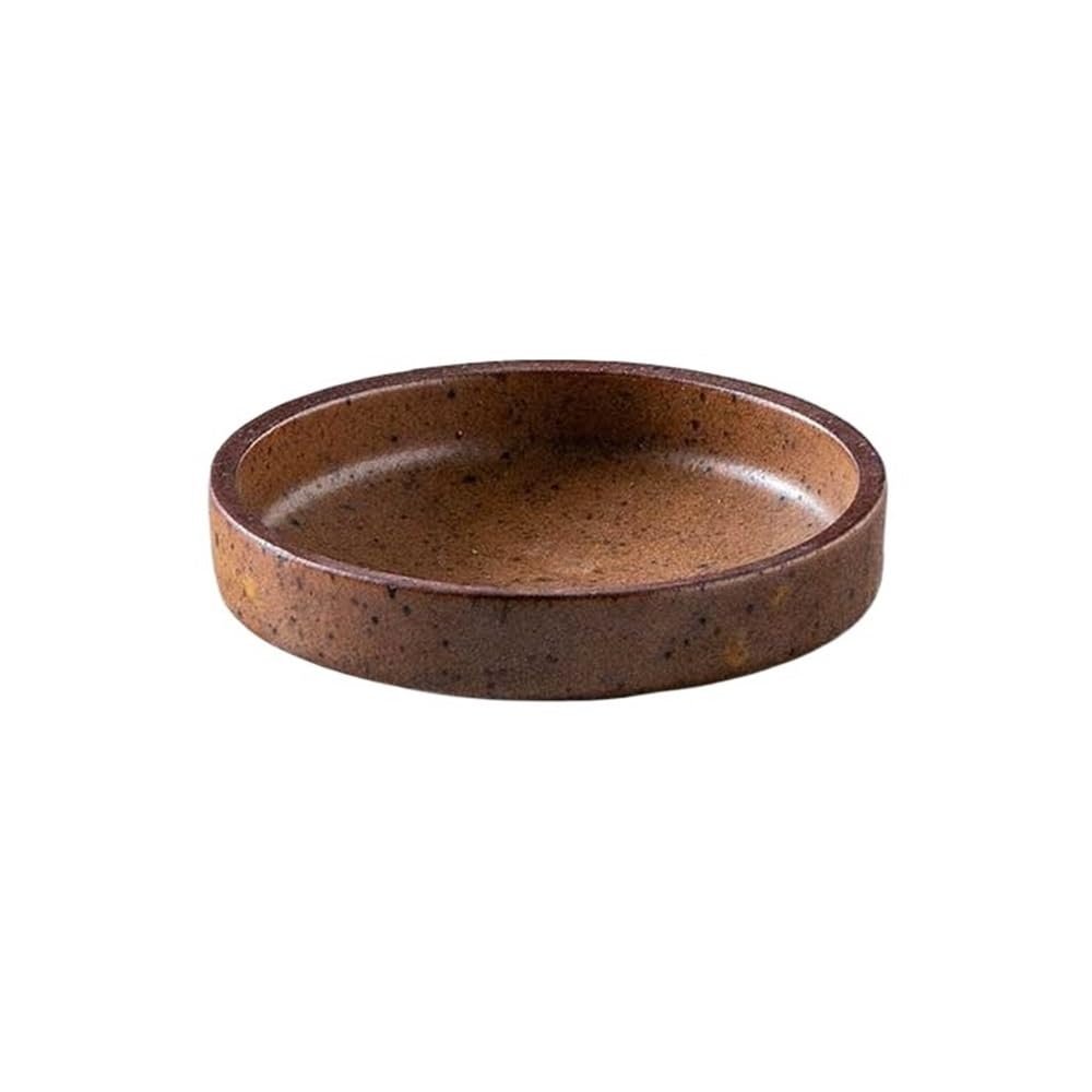 GLigeT Soy Sauce Dishes Retro Ceramic Round Sauce Dish Hot Pot Seasoning Dipping Plate Bowl Small Flavor Plates Seasoning Dishes(Brown)