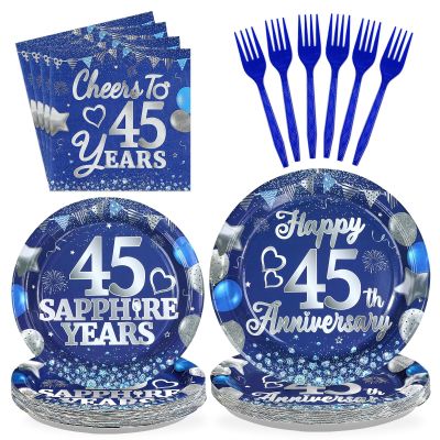 Greencian 96Pcs 45th Anniversary Decorations for Men Women, Serves 24