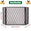 Cell Phone Locker Black 3-Panels Fireplace Cover Grate, Classic Fireplace Barrier Popular Wrought Iron Hearth Screen, Heavy Duty Rectangular Safety Fireguard view 2