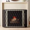 Cell Phone Locker Black 3-Panels Fireplace Cover Grate, Classic Fireplace Barrier Popular Wrought Iron Hearth Screen, Heavy Duty Rectangular Safety Fireguard view 3