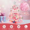 24inch/2ft Mini Christmas TreeTabletop Artificial Christmas Tree with Led String LightOrnamentsArtificial Xmas Tree for Home Indoor Decor(Pink) view 3