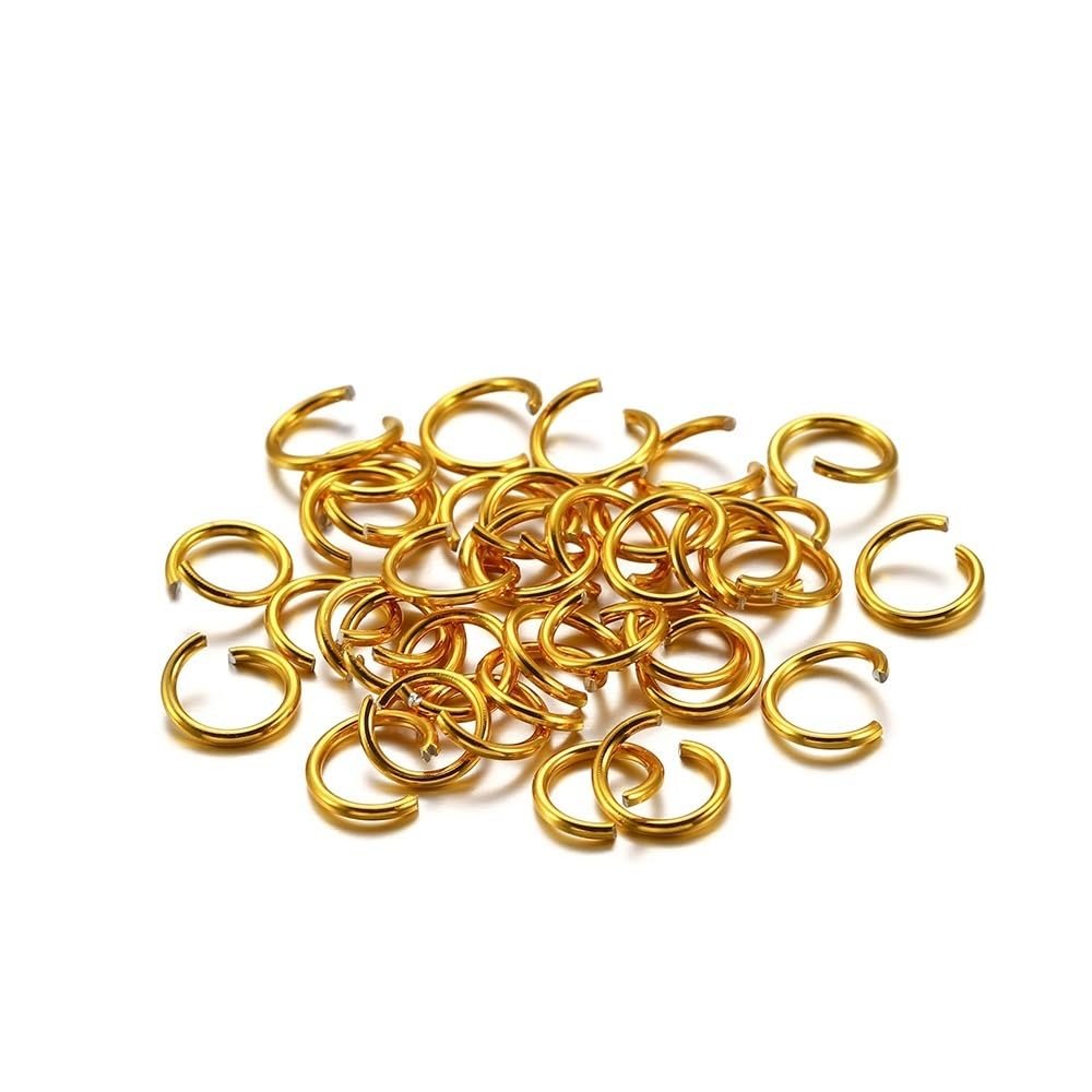 AMHUKIP 300pcs Colorful Split Jump Rings - 6mm, 8mm, 10mm Metal Jump Rings for DIY Jewelry Making & Craft Projects(Gold,10mm)