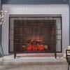 Fire Place Screen European Style Wrought Iron Simple Fire Home Grid Cover Door Screen Family Fence Decorative,N (Red Bronze) view 1